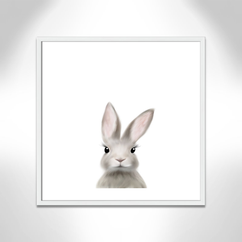 Art encadré en lapins forestières, H 27,5 po x l 27,5 po x P 1,19 po, Encadré de boîte blanc