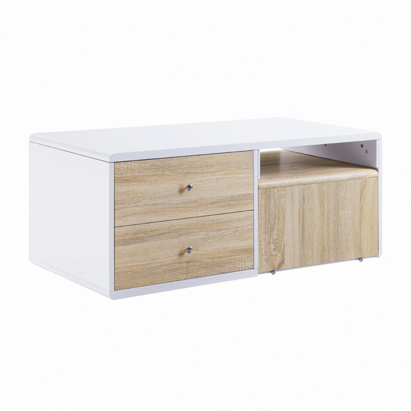 Rectangular Coffee Table With Pull-Out Table High Gloss