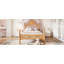Lit plateforme simple avec tête de lit chic, structure de lit en bois massif avec support à lattes, aucun sommier tapissier requis et conception basse à terre, naturel-133343229-133343228
