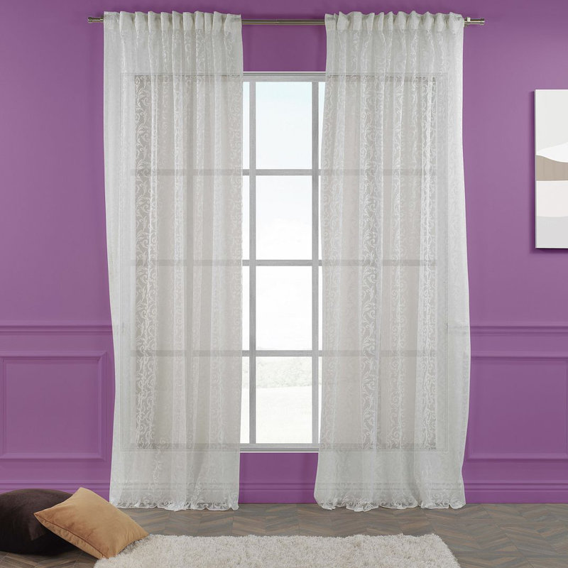 Extra Long & Extra Wide Classic Lace Single Panel Curtain, White, 140cm Width x 295cm Drop