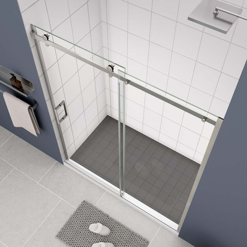 56'' - W x 74'' H Door Framed Shower Door with, Polished Chrome