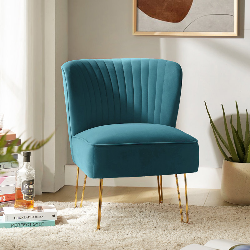 Euclid Velvet Side Chair, Blue Velvet
