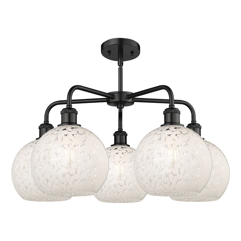Bellagrace 5 - Light Dimmable Globe Chandelier, 15.5" H x 26" W x 26" D, Matte Black