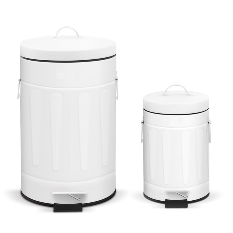 Black Carbon Steel Kids' Pedal Trash Can Set