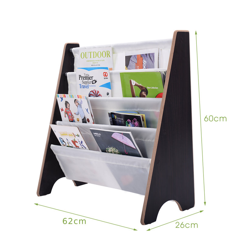Kamille 60cm H X 62cm W Kids Book Display, White/Black