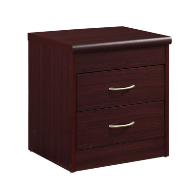 2-Drawer Wood Nightstand 17 inch Wide Bedside Table for Small Space with Storage, 