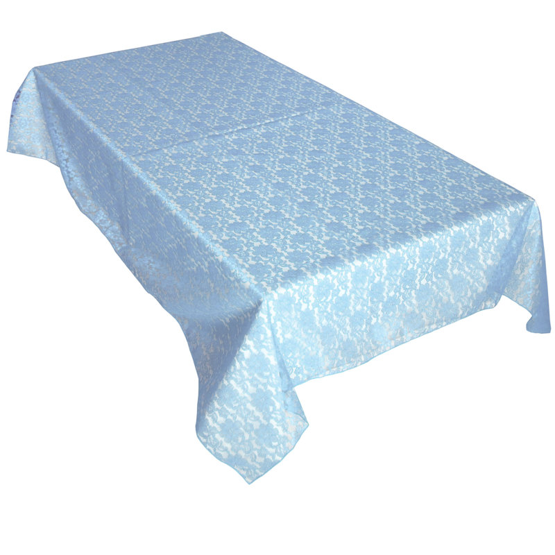 Floral Lace Overlay, 76" x 58", Light Blue