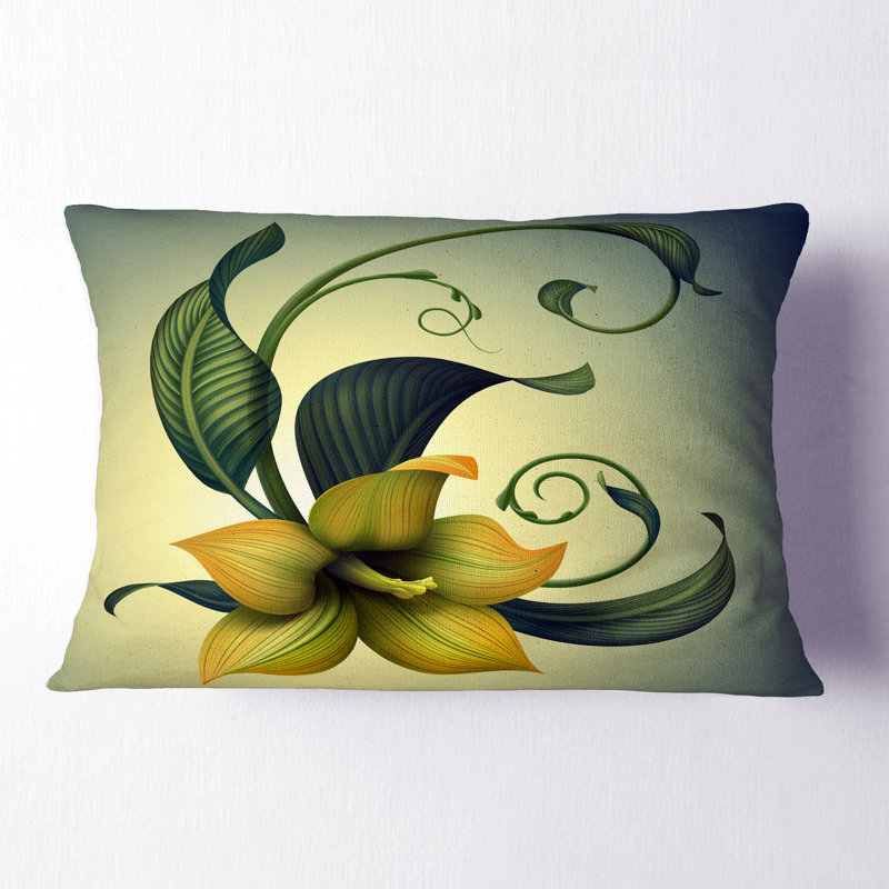 Yellow Fantasy Flower - Floral Printed Throw Pillow
