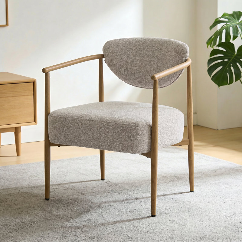 Modern Accent Chair with Iron Frame, Soft Comfort Living Room Chair for Bedroom & Dining Room, 2, Khaki