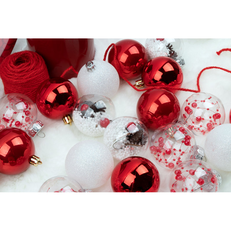Ensemble de 30 boules incassables 30 pièces, Rouge / blanc