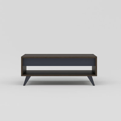 Modern Coffee Table, Walnut Color, 35.4 x 15.0 x 23.6 inches | 100% Melamine Coated Particle Board, Thickness: 0.7 inches | Stylish and Functional Design for Living Room, Durable and Easy to Clean