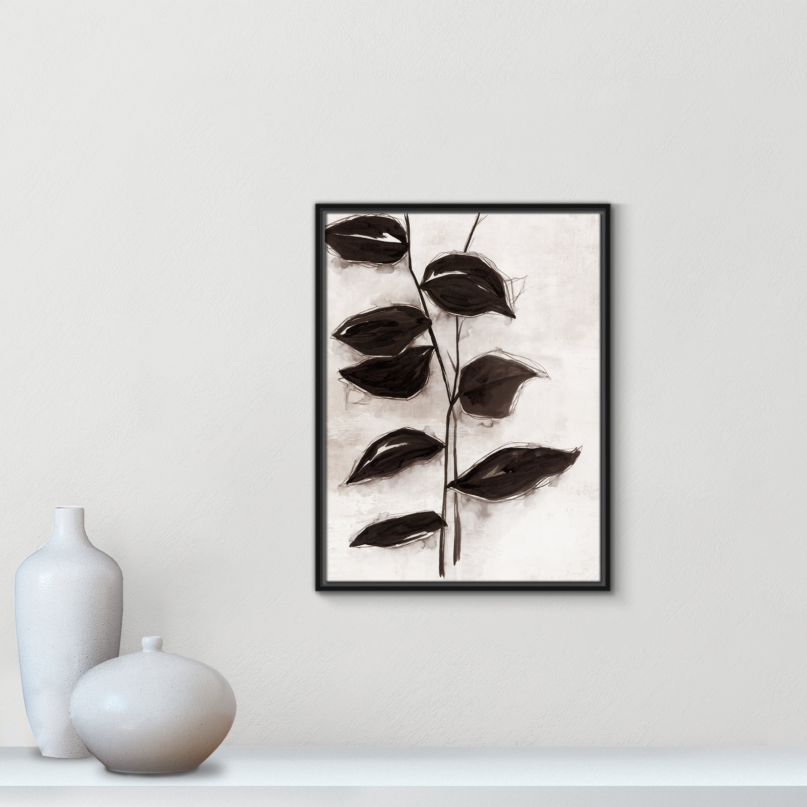 Leaves "Leaves I" Print, Black Framed, 25.5" H x 19.5" W x 2" D
