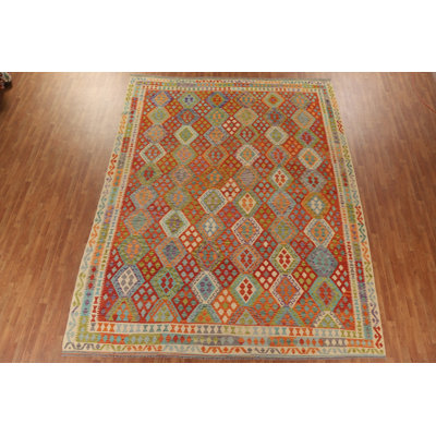 Tapis réversible en laine Kilim 10 x 13