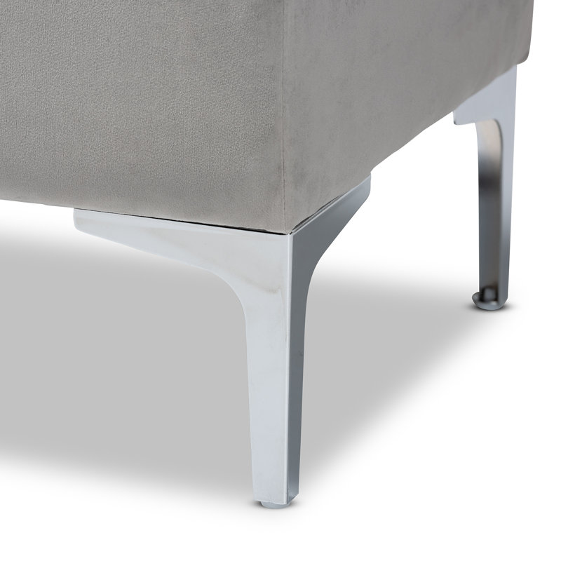 Velvet Ottoman, Gray