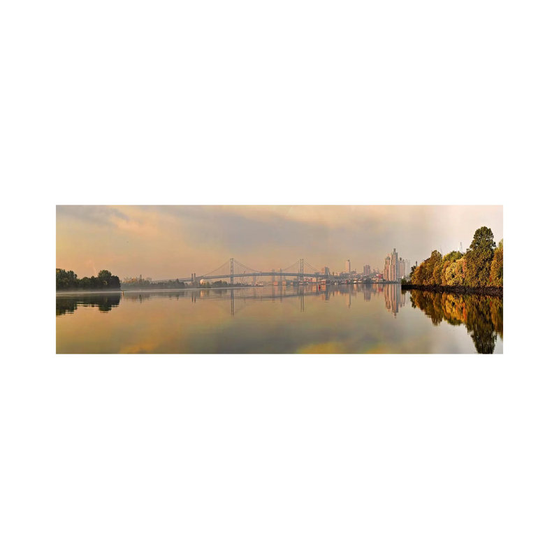 Bridge Across A River, Benjamin Franklin Bridge, Delaware River, Philadelphia, Pennsylvania, USA - Wrapped Canvas Panoramic Print