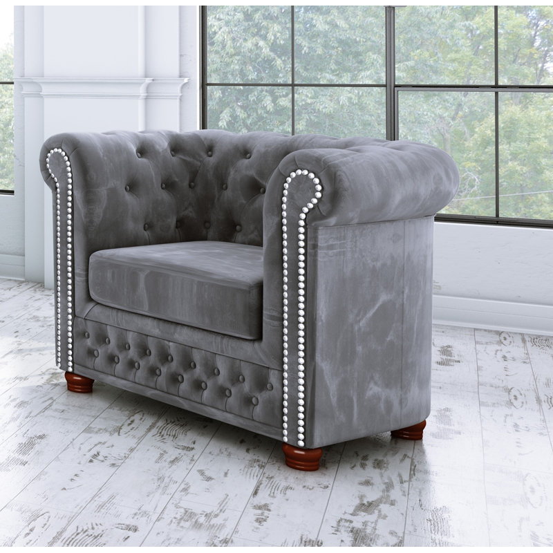  Chesterfield Armchair, Grey