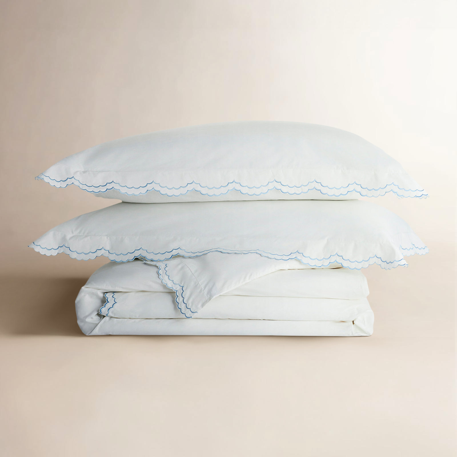 Bara Cotton Duvet Cover Set, Blue/White, Queen Duvet Cover + 2 Standard Shams