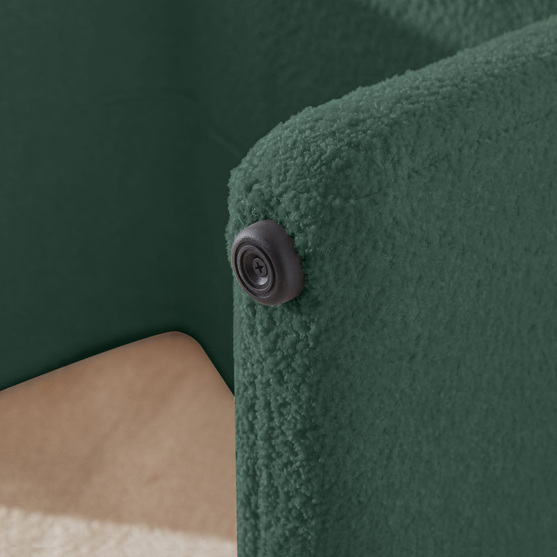 Demacio 21.63" Wide Standard Ottoman, Green Boucle 100% Polyester