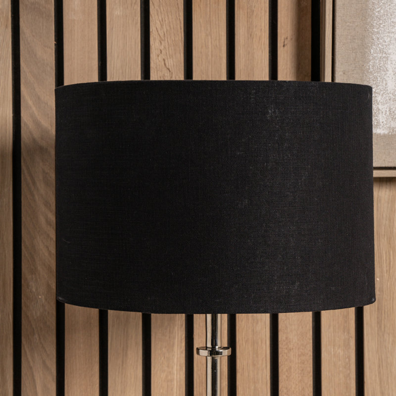 Lino Self Lined Linen Drum Shade, 20cm H x 30cm W x 30cm D, Black