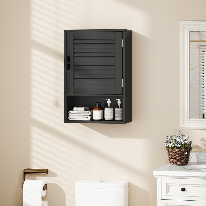 Armoire à pharmacie murale pour salle de bain, 40 x 20 x 60 cm, noir, Noir mat