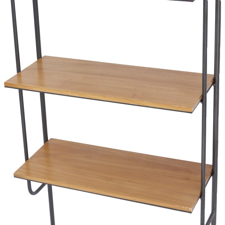 3-Tier Shelves Wood Shelving Unit Large Ladder Triangular Metal Display  Shelving Server Rack, 46 W x 21 D x 66.5 H