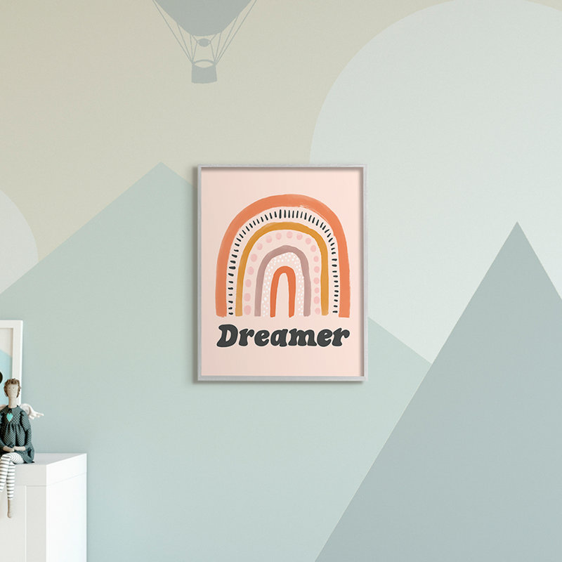 Dreamer Sentiment, fantaisie, arc-en-ciel, orange, rose, Estampe numérique Farmhouse, H 20 po x l 16 po