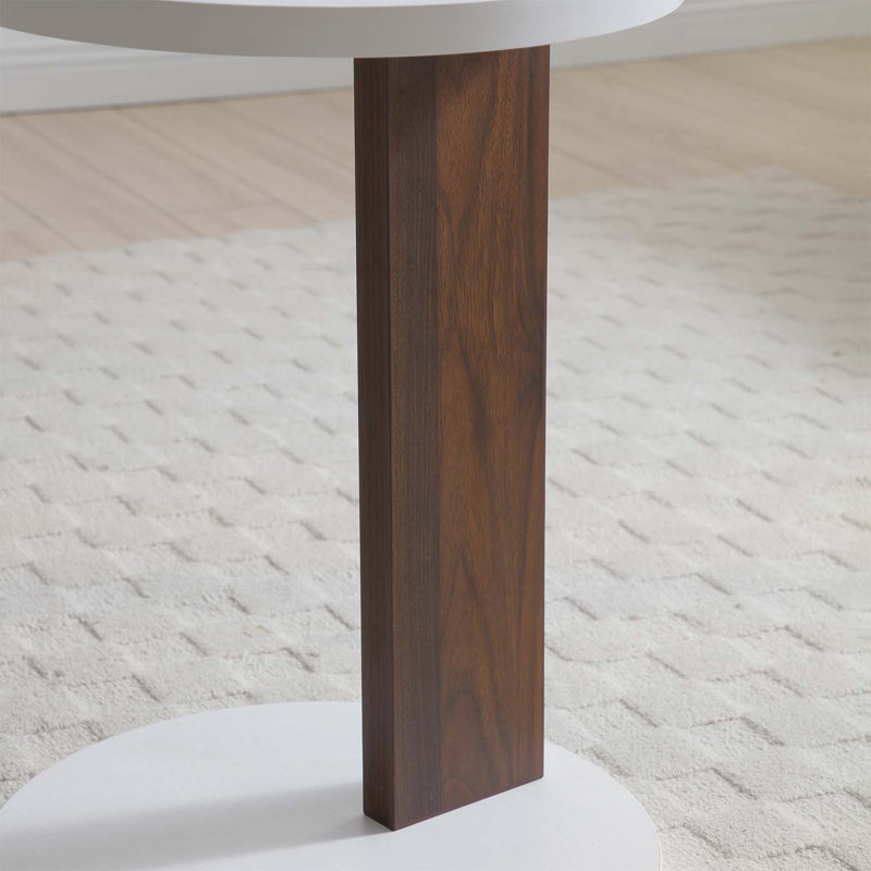 C-Shaped End Table with Wood Frame