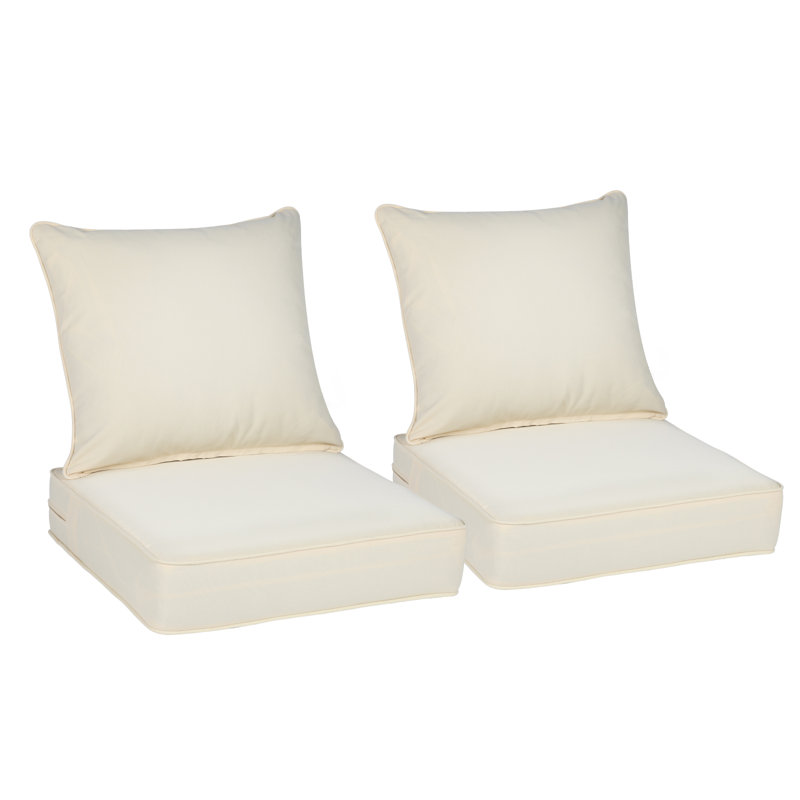 Ensemble de coussins de siège d'extérieur, Jaune crème, L 22 po x P 24 po