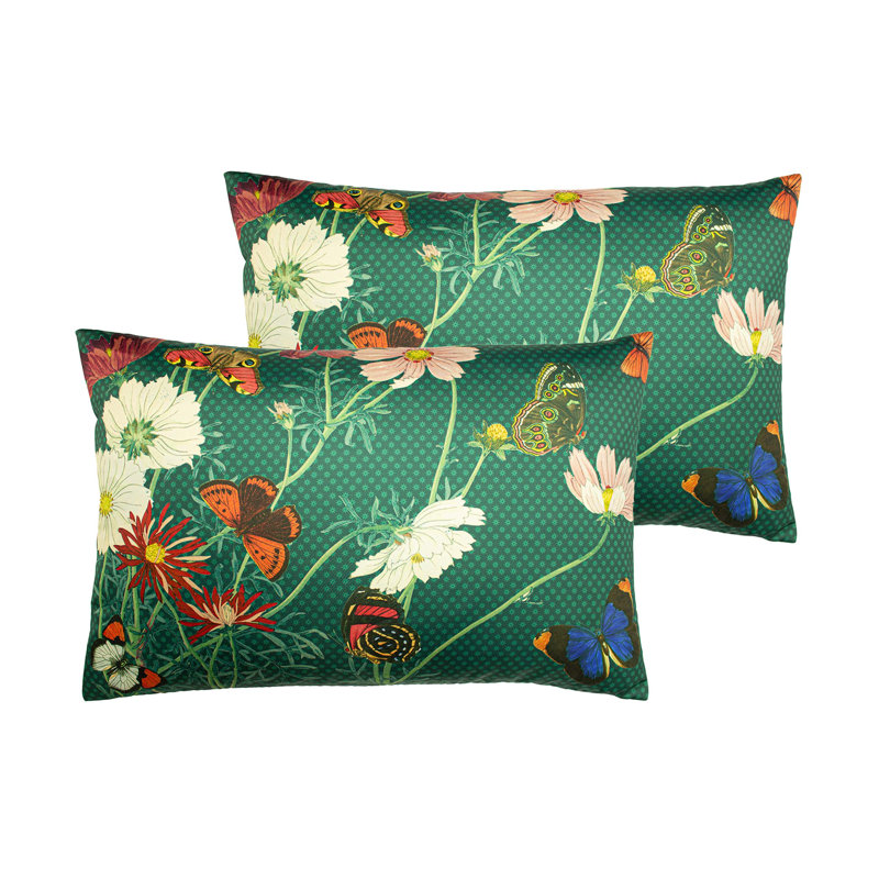 Floral Rectangular Throw Cushion, Feathers