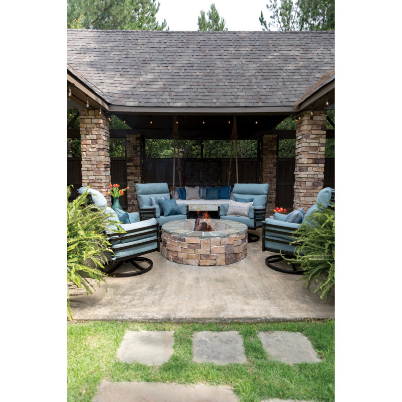 Lancaster High Back Deep Seating Swivel Chair, Spectrum Indigo Sunbrella® Plainweave