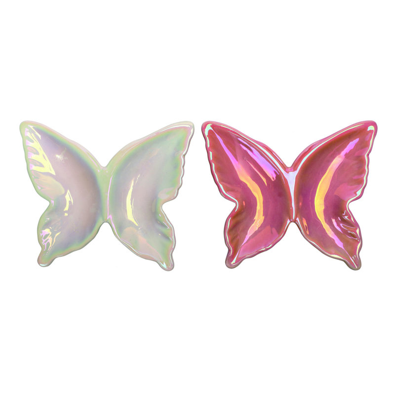  Ensemble de 2 petites assiettes à papillons