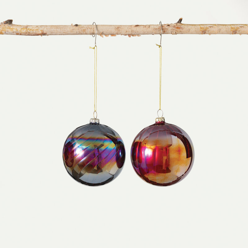 Ensemble d'ornement boule irisée 2 pièces