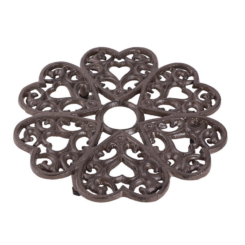 Metal Round 1 Piece Trivet, Antique Brown