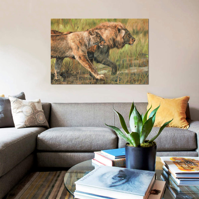 «Lion and Lioness», impression sur toile, H 8 po x l 12 po x P 0,75 po, Toile tendue, Pas de tapis