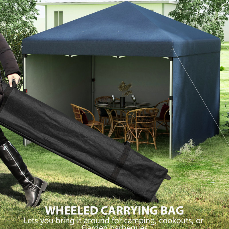 Auvent 10 'X 3 parois latérales, fonction de hauteur personnalisable. Tissu UV30 +. Comprend un sac de transport et des sacs de poids pour les jambes. Pavillon de jardin bleu marine Abri protégé