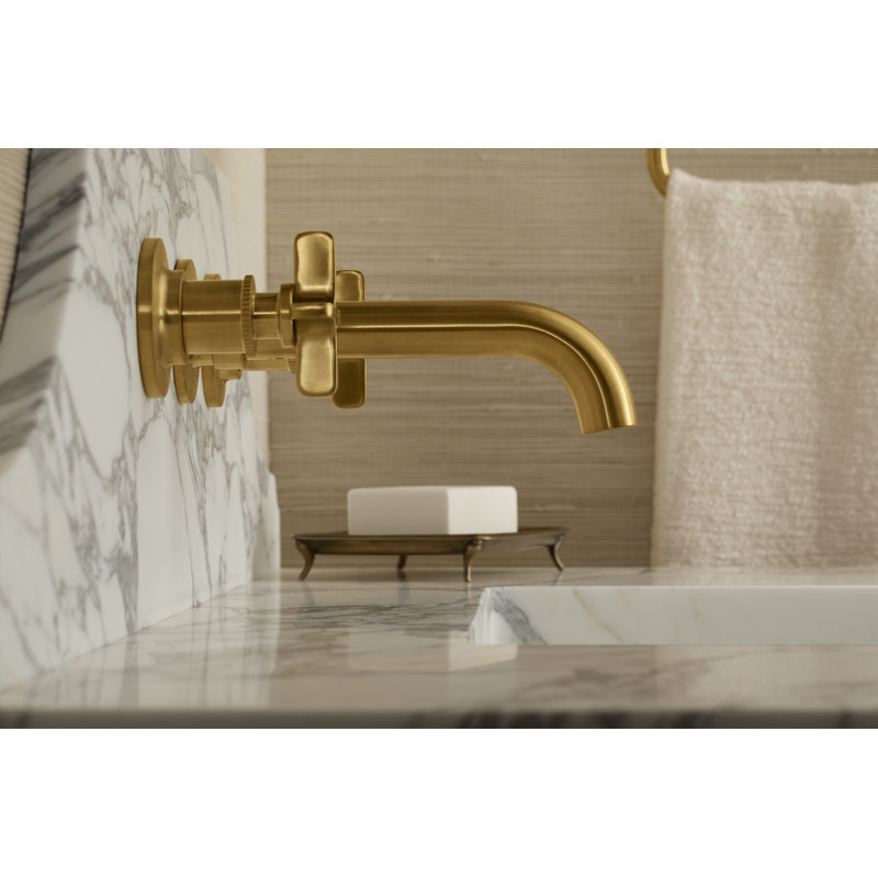 Castia by Studio McGee Wall-Mount Bathroom Sink Faucet Trim 1.2 GPM, Vibrant Brushed Moderne Brass