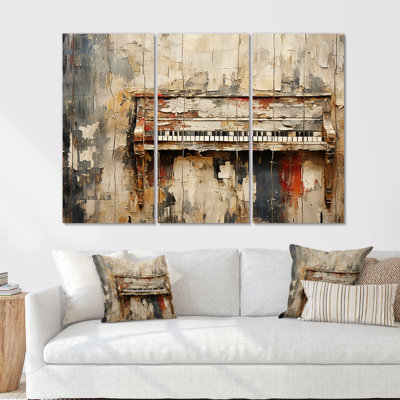 Rustic Brown Piano Melody I - Piano, art mural