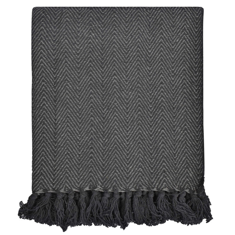 Hand Woven Throw Blanket, 50" W x 60" L, Black