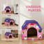 Cat Scratching Board 2in1 Cardboard Cat House with Door Pink