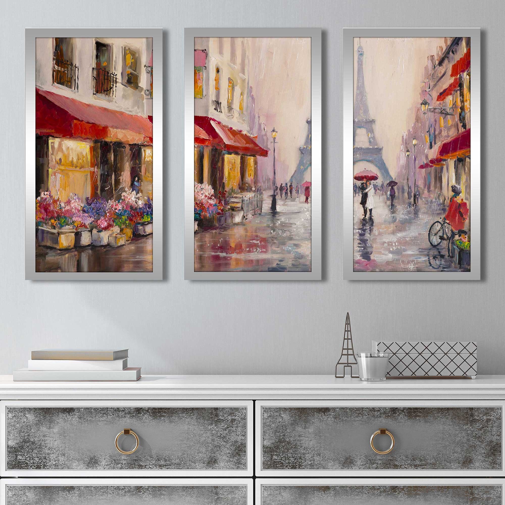 Personalized Paris Canvas Wall Art, Set of 3, French Cafe Art