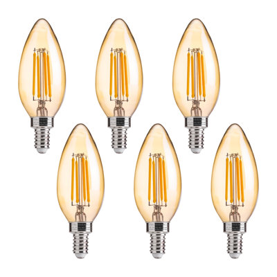 B11 Dimmable LED Chandelier Light Bulbs, 4W (40W Equivalent), 330LM, 2200K Soft White, E26 Base, Amber Bulbs
