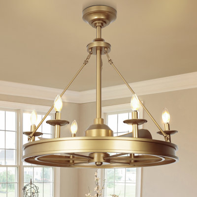 30-In 6-Light Traditional Farmhouse Candle Fandelier Ceiling Fan with Lights with Remote Control