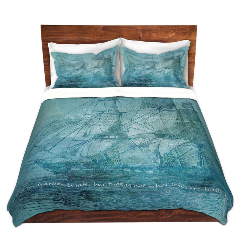  Ensemble de housse de couette voilier, 1 housse de couette grand + 2 taies standards, Vert