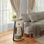 Table d'appoint moderne ovale avec rangement à 3 niveaux, structure en métal et finition chêne, table de bout compacte pour le salon, la chambre à coucher, le canapé ou la salle de bain