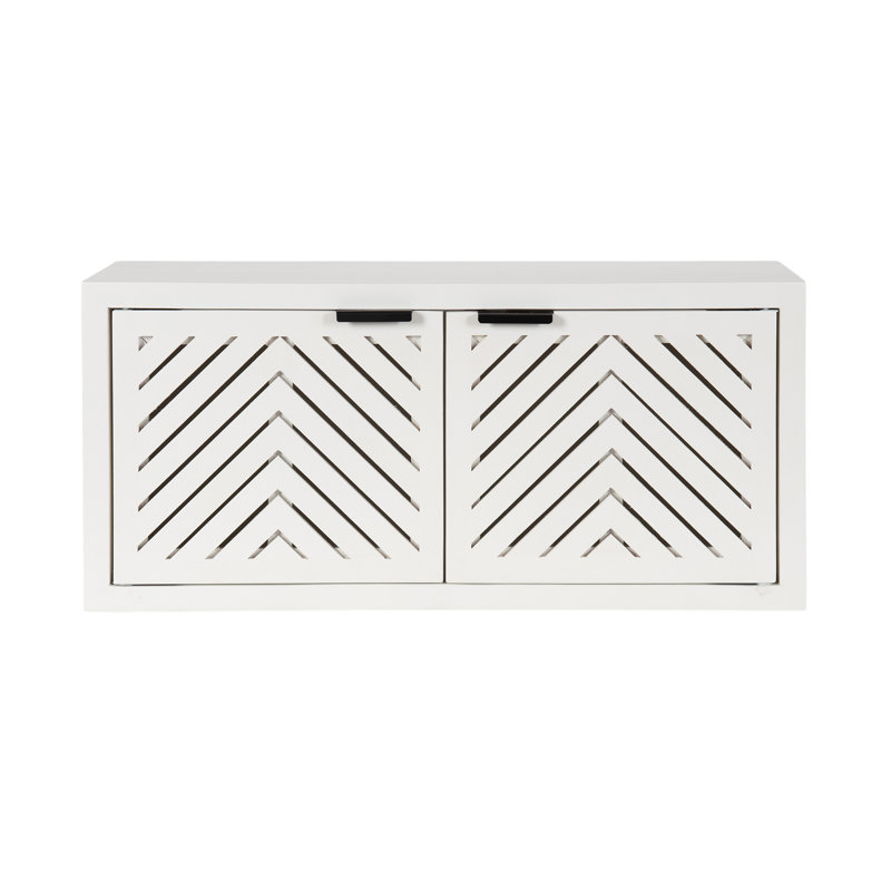 Armoire d'appoint à 2 portes en bois massif Valatie, Blanc