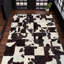 Tapis noir et blanc en patchwork de cuir de vache, tapis en cuir véritable, tapis en cuir de vache brésilien fait à la main, tapis d'entrée de taille personnalisée, décoration rustique_3 x 5 pi-1418360537
