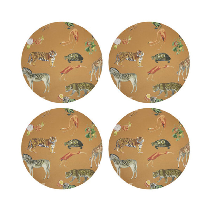 Exotix Vegan Leather Round Placemats, Tangerine