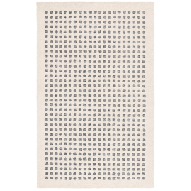 Geometric Hand Tufted Wool and Cotton Area Rug, Rectangle 5' x 8'