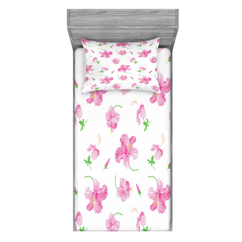 Ensemble de draps d’abricots sur différents tôles à fleurs, Ensemble de draps pour lit simple TG avec drap-hou