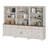 72.1"H X 101.6"W 3-Tier Bookcase With 7 Drawers And 2 Doors, Set Of 3 Bookcases Farmhouse Bookshelves For Living Room Bedroom Home Office Kitchen, Rustic White-931948222